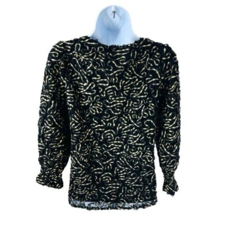 Tuckernuck | NEW Nightly Organza V-neckline Easton Top in Black & Gold Size S - Picture 5 of 7